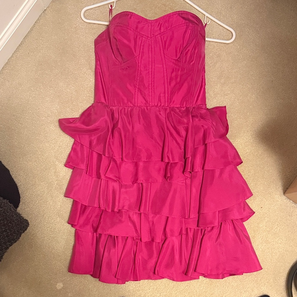 Rebecca Taylor Vibrant Pink Strapless Dress